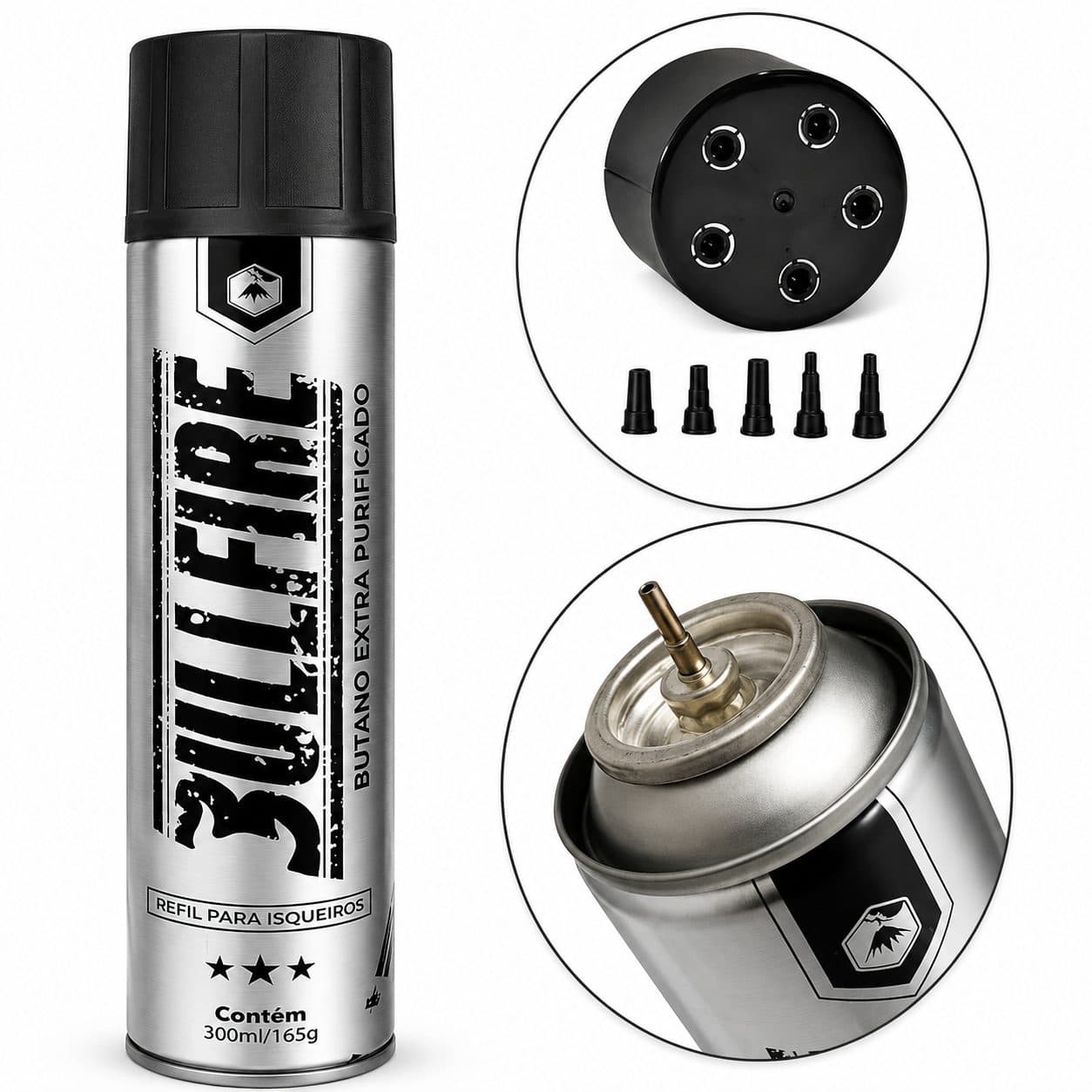 Gás Butano Bullfire Volcano Para Recarregar Isqueiro 300ml